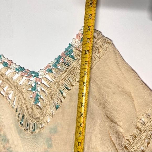 NEW! Cupshe Crochet Rainbow Pom Pom Beige Boho Beach Cover Up Medium - Picture 10 of 10